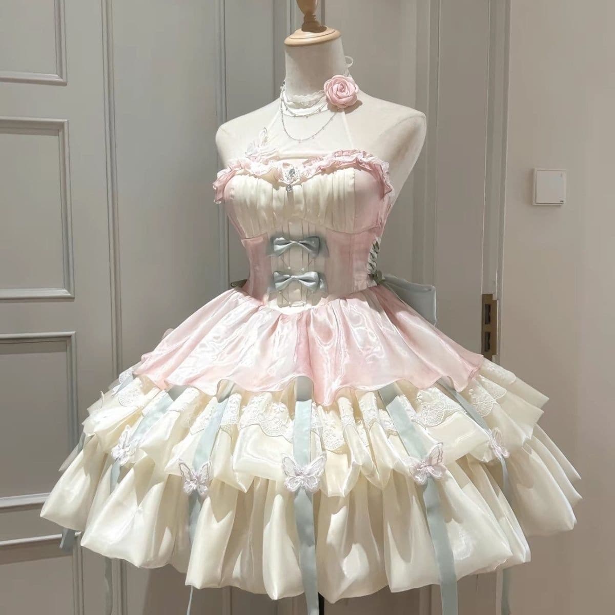 Platycodon House Love's Promise Original Lolita Princess Style Pure Desire Halter Neck Camisole Short Skirt Puffy Skirt