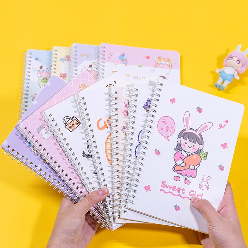 Senmu A5 Cute Cartoon Student Lined Notebook, Side-Spiral Notebook, Coil Notebook Customization
