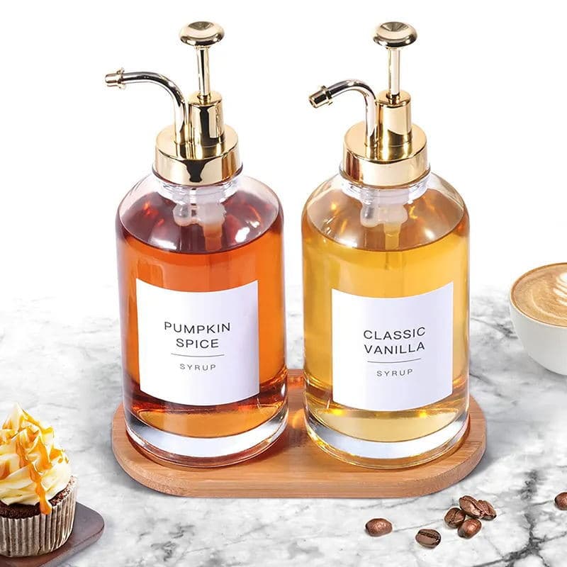 Factory Wholesale Crystal White Glass Lotion Bottle Soap Dispenser Coffee Dispenser Syrup Dispenser Bottle