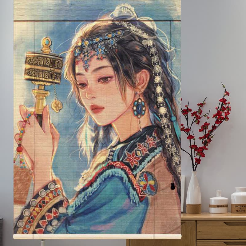 New Chinese Style Printed Decorative Paintings for Living Room, Entrance Hall, Dining Room, Tea House; Partition Bamboo Scroll Curtains; Hanging Paintings; Bamboo Curtains; Bamboo Art; Bamboo Weaving
