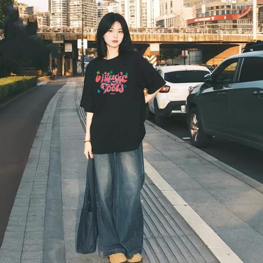 Women's Summer Loose Fit Pure Cotton Short Sleeve T-Shirt, Combed Xinjiang Cotton Top, Breathable Heavyweight Short Sleeve Women's 230g