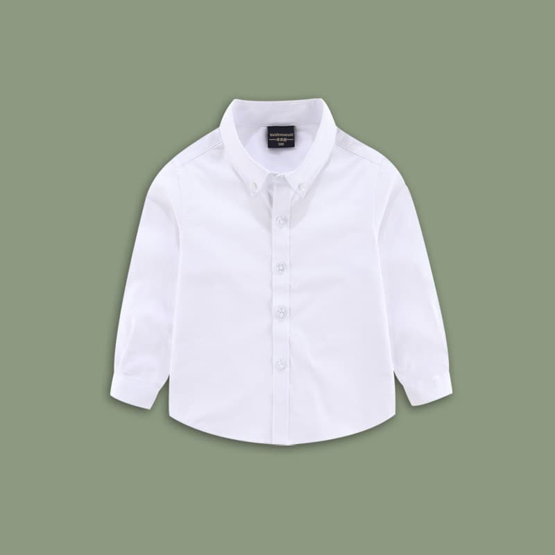 Children's White Long-Sleeve Shirt for Spring and Autumn, Boys' Top, Girls' Youth Kindergarten Activity, Customization Supported