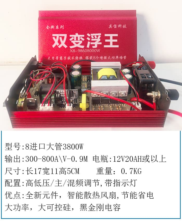Dual-Mode High-Power Inverter Head with Large Tube Float Suction, 12V Boost Converter Smart Power Supply, Shamsi