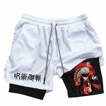 Dragon Ball Series Funny Face Shorts Summer Printed Double-Layer 2-in-1 Men's Basketball Running Casual Home Sports Shorts