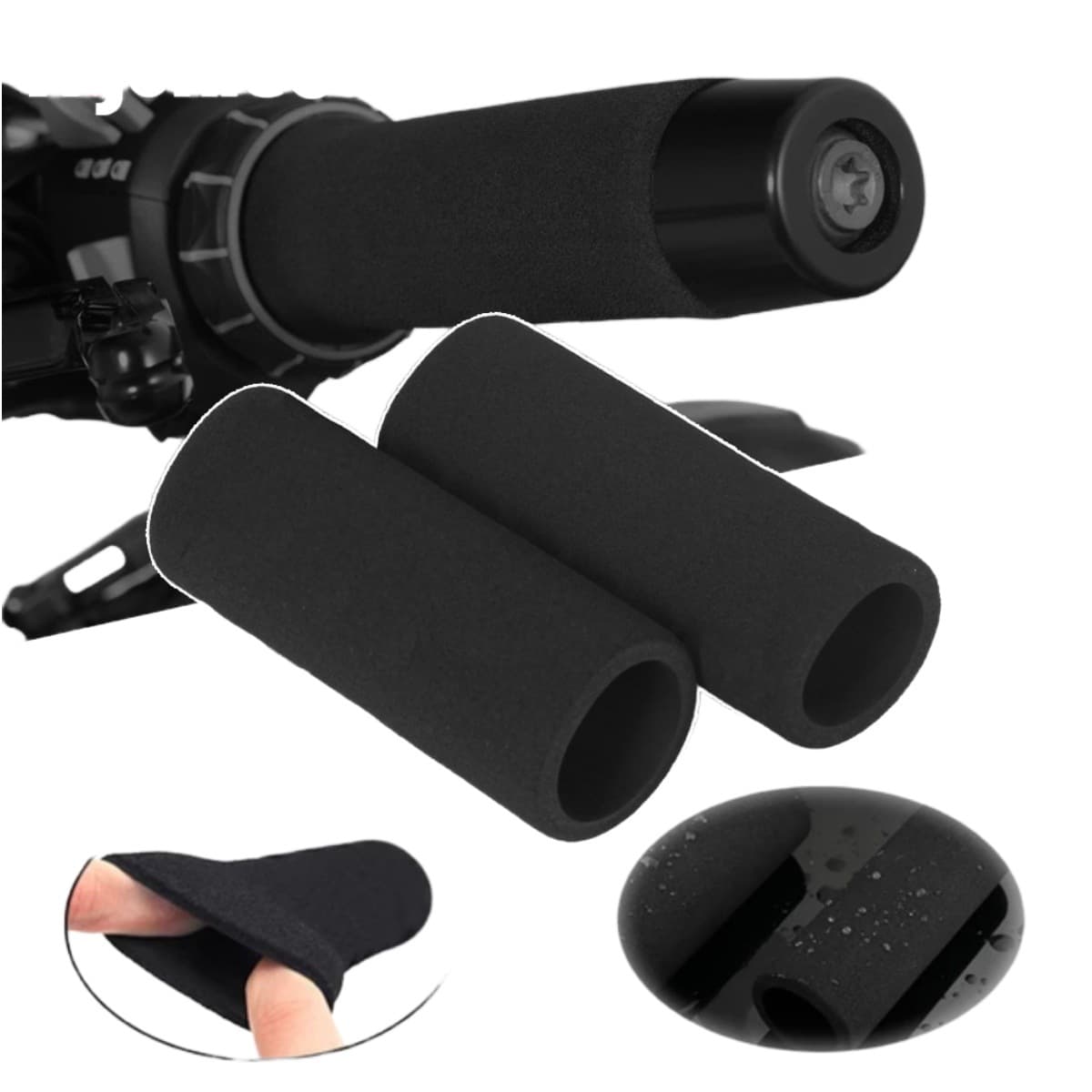Sponge Handlebar Grips, Suitable for Motorcycle and Electric Bike Accessories, Bullhorn Brake Covers, Non-Slip, Sweat-Absorbing, Waterproof, Soft Handlebar Covers