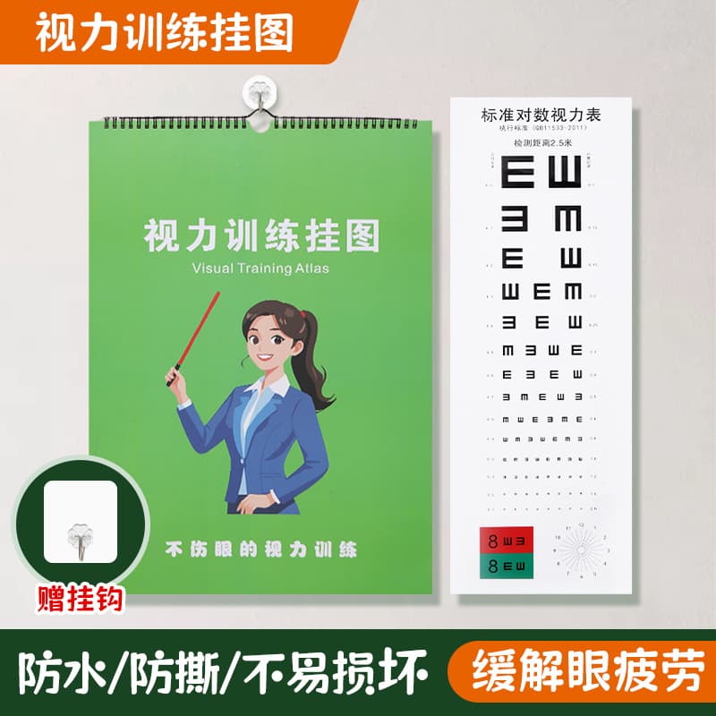 Vision Training Chart Calendar Edition Eye Muscle Training Chart for Preventing Myopia, Amblyopia, and Astigmatism Wall Chart Training Book