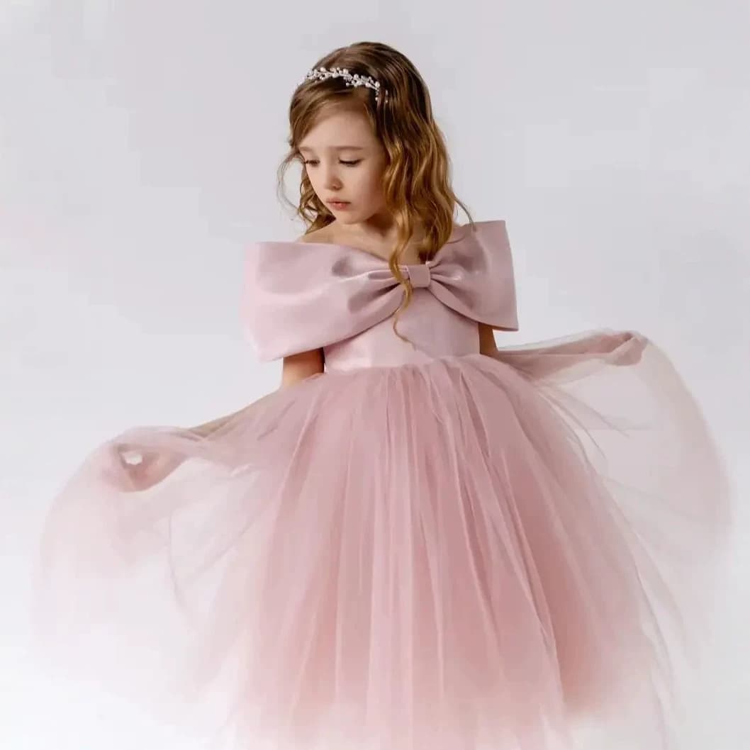 AliExpress Girls Pink Off-Shoulder Princess Dress Cross-Border Kids Tulle Gown Birthday Host Cute Puffy Dress