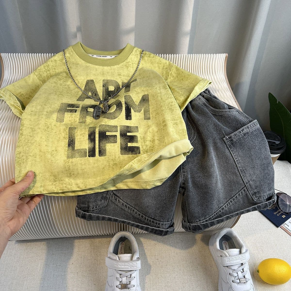 Boys Summer Set 2026 New Style, Kids Short Sleeve Trendy Two-Piece Set Baby Summer Thin Clothes One-Piece