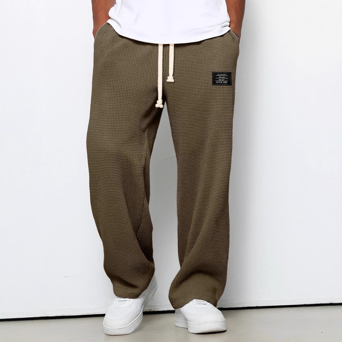 2025 Cross-border Amazon Men's Spring/Autumn Trendy Drape Straight-leg Sweatpants, Wide-leg Sport Casual Long Pants