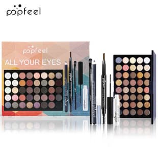 Cross-Border Makeup POPFEEL 40-Color Eyeshadow Palette with Mascara, Eyeshadow Brush, Eyeliner, Eyebrow Pencil Set for Beginners