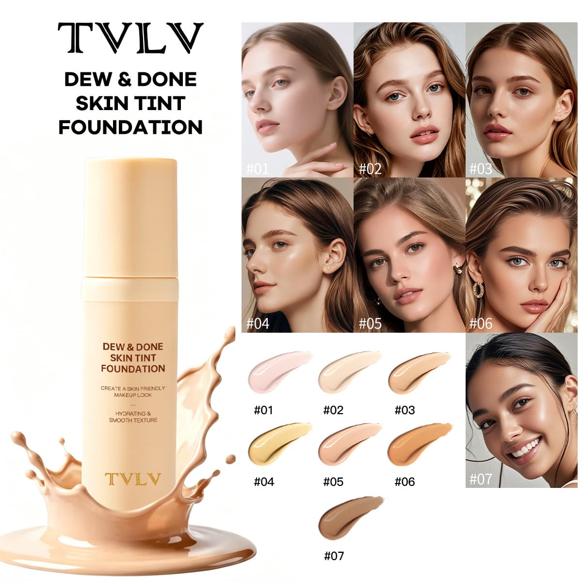 Cross-border TVLV tinted moisturizing liquid foundation natural clear and long-lasting concealer waterproof non-sticky foundation BB cream wholesale