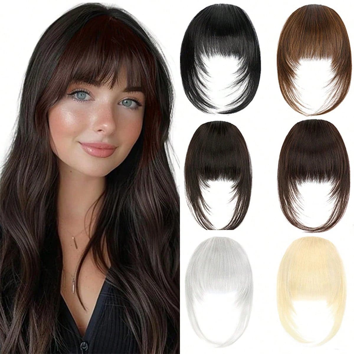 Women's bangs wig, natural-looking front bangs, seamless simulated hair wig, bangs patch, in stock.