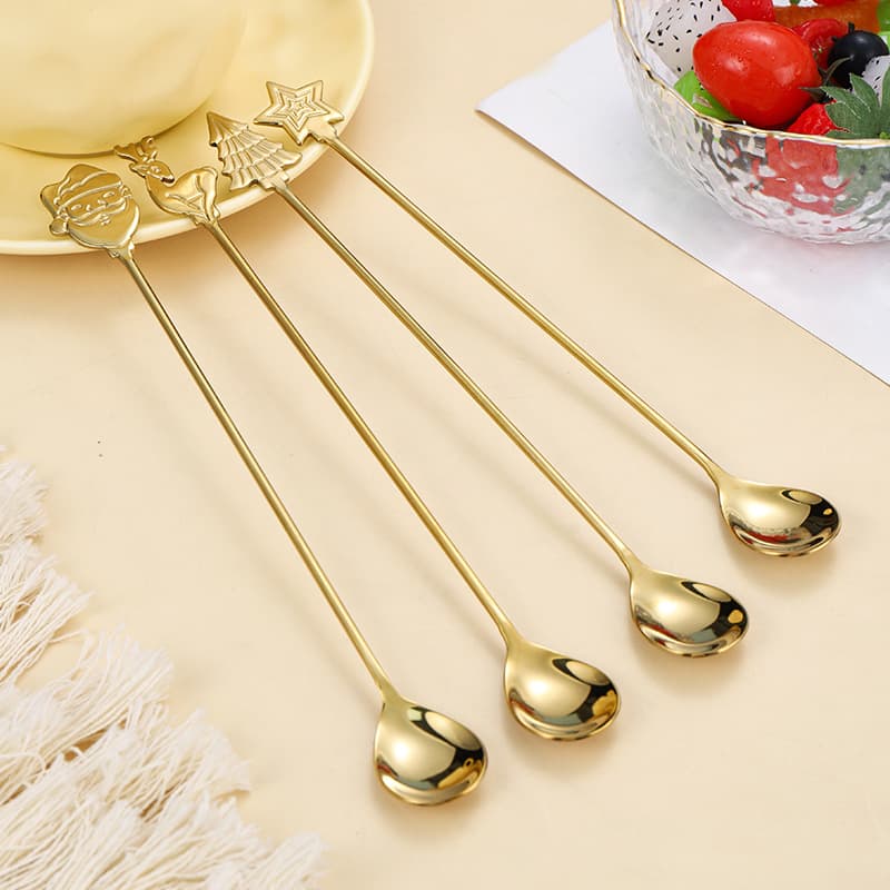304 Stainless Steel Coffee Spoon, Stirring Spoon, Dessert Spoon, Creative Christmas Spoon, Five-Pointed Star Spoon, Cute Starbucks Long-Handled Spoon