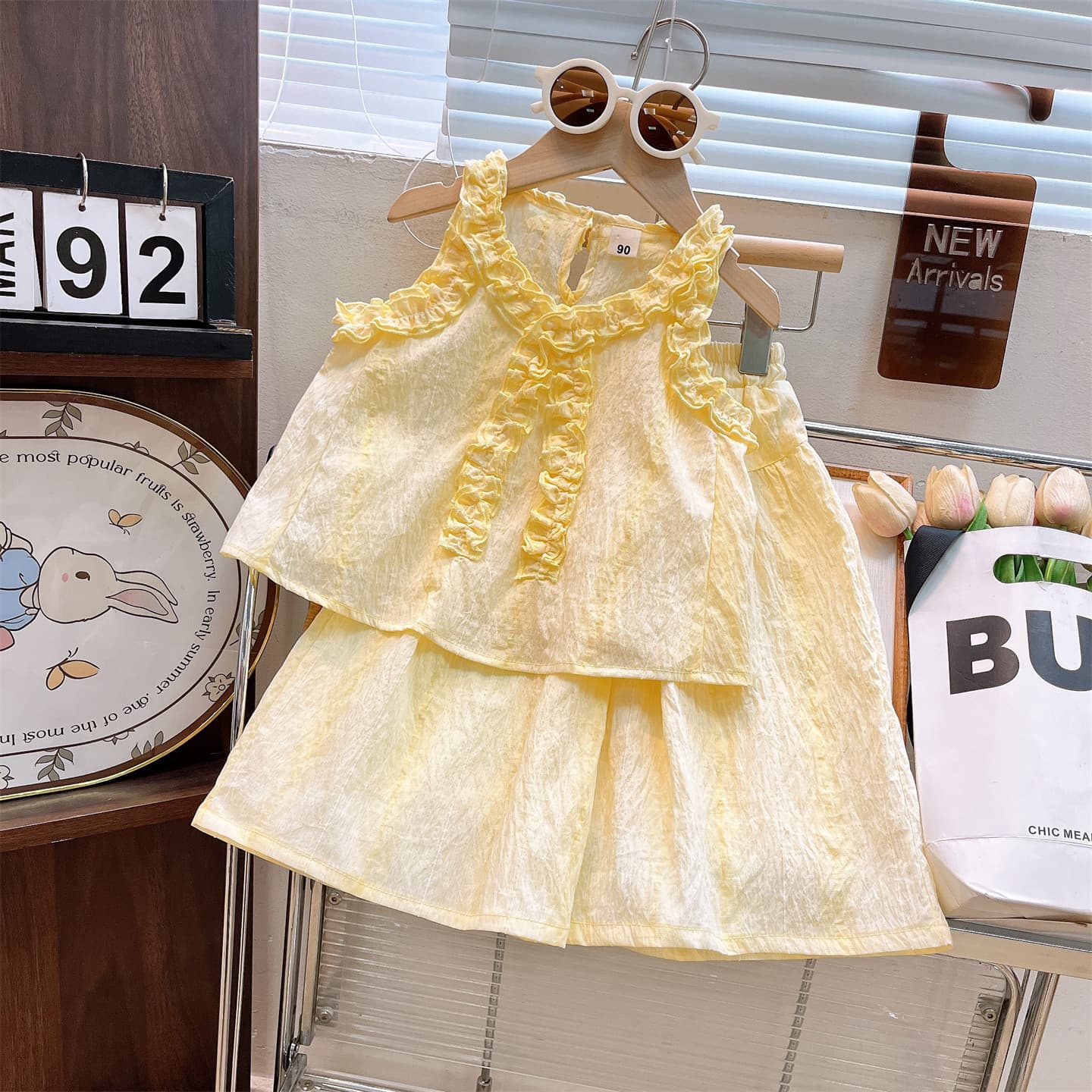 Girls' Korean style suit 2026 summer new style baby girl's stylish fungus vest wide leg pants cute two-piece set