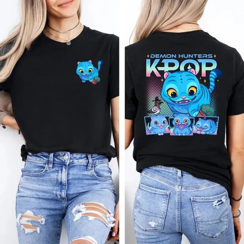 【European Size Cotton T-Shirt】2025 Summer Demon Hunter Derpy Tiger New Movie Harajuku Summer KPop Demon Hunter