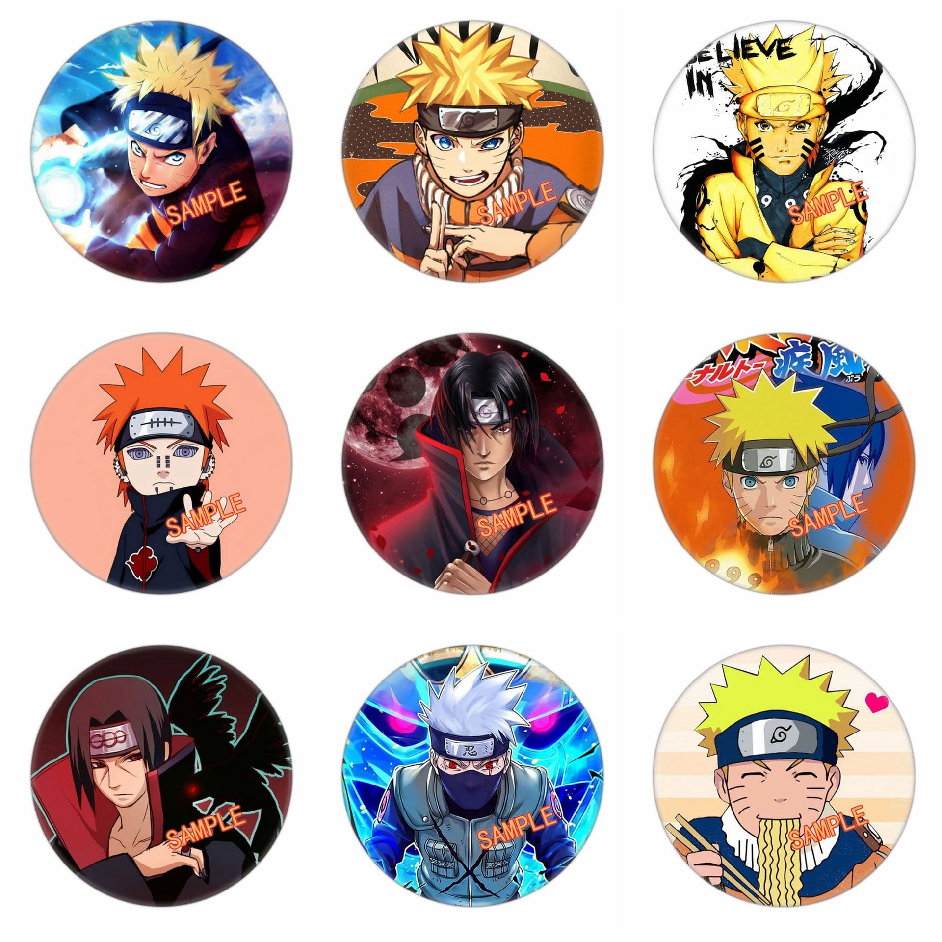 Comic Exhibition Naruto Badge Naruto Tinplate Badge Wholesale Multiple Types to Choose from 1-38