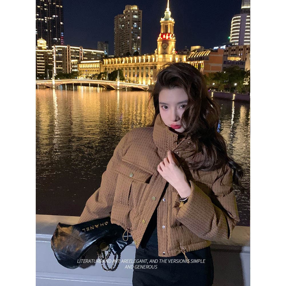 Thick Cotton Coat Women 2025 Winter New Petite Short Stand Collar Loose Slimming Puffer Jacket