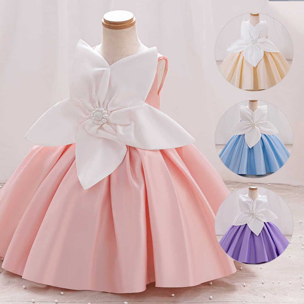 Girl's Formal Dress with Oversized Flower Beaded Vest, Flower Girl Party Performance High-End Cute Oversized Flower Princess Dress