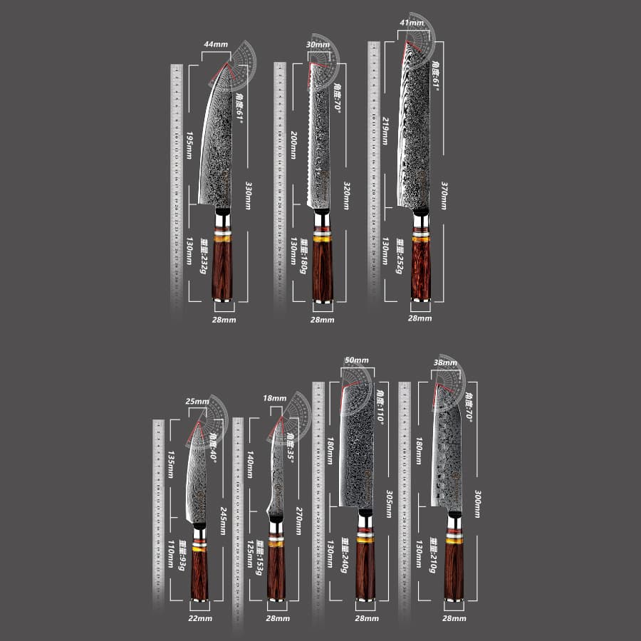 Damascus Steel Chef Knife for Fish, Slicing, Meat, and General Cooking - Santoku Knife for Professional Chefs and Hotel Kitchens