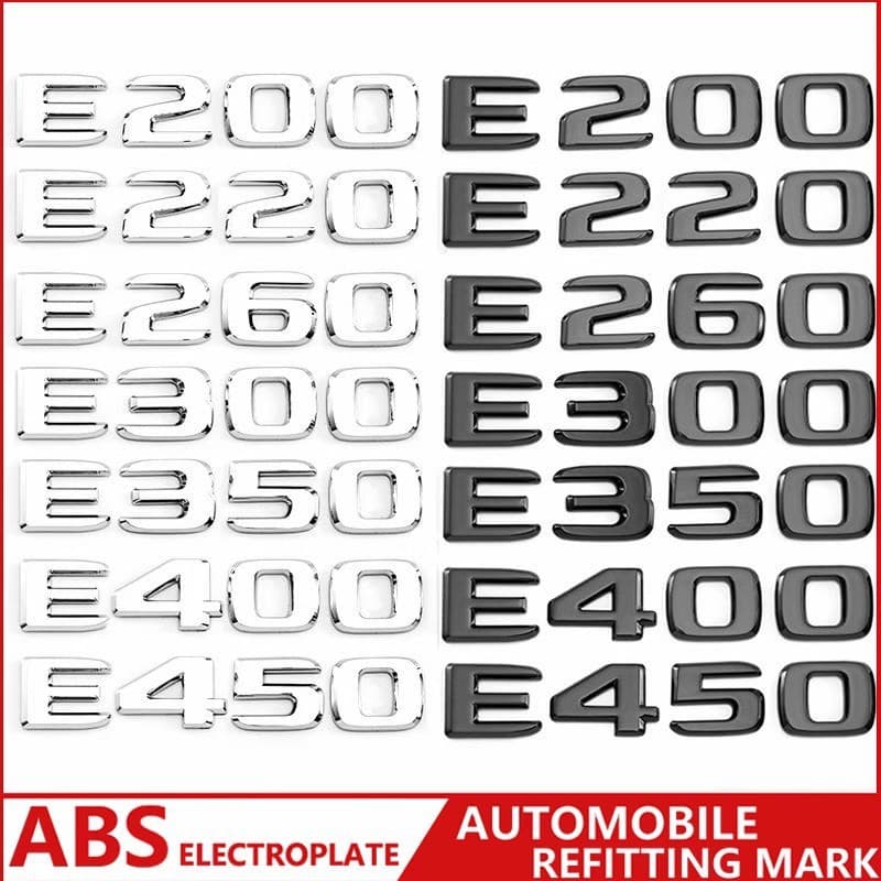 For Mercedes-Benz New E-Class Rear Emblem Badge Sticker E200 E220 E260 E300 Letter Logo Number Badge