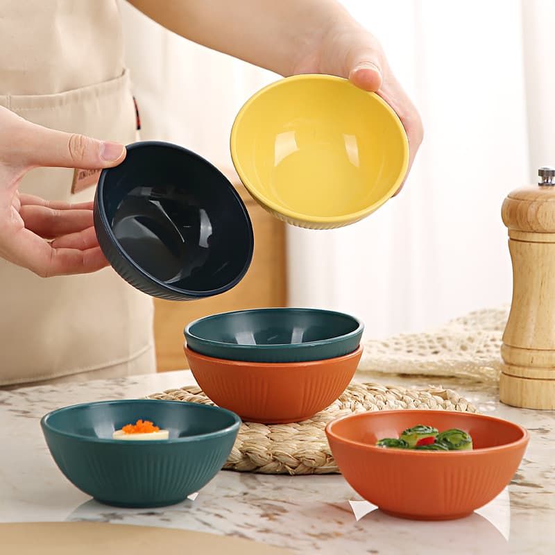 Plastic PP Vertical Grain Dipping Dish, Thickened Round Sauce Dish for Soy Sauce, Vinegar, Pickled Vegetables, and Side Dishes