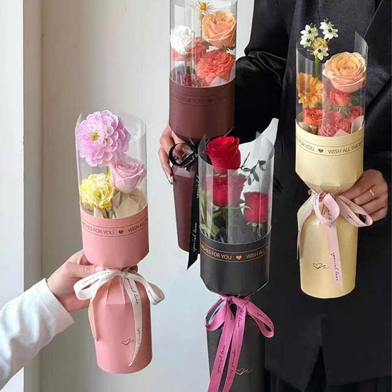 Single flower packaging bag, integrated shaping piece, single flower bouquet packaging paper, flower bag artifact, bouquet packaging material