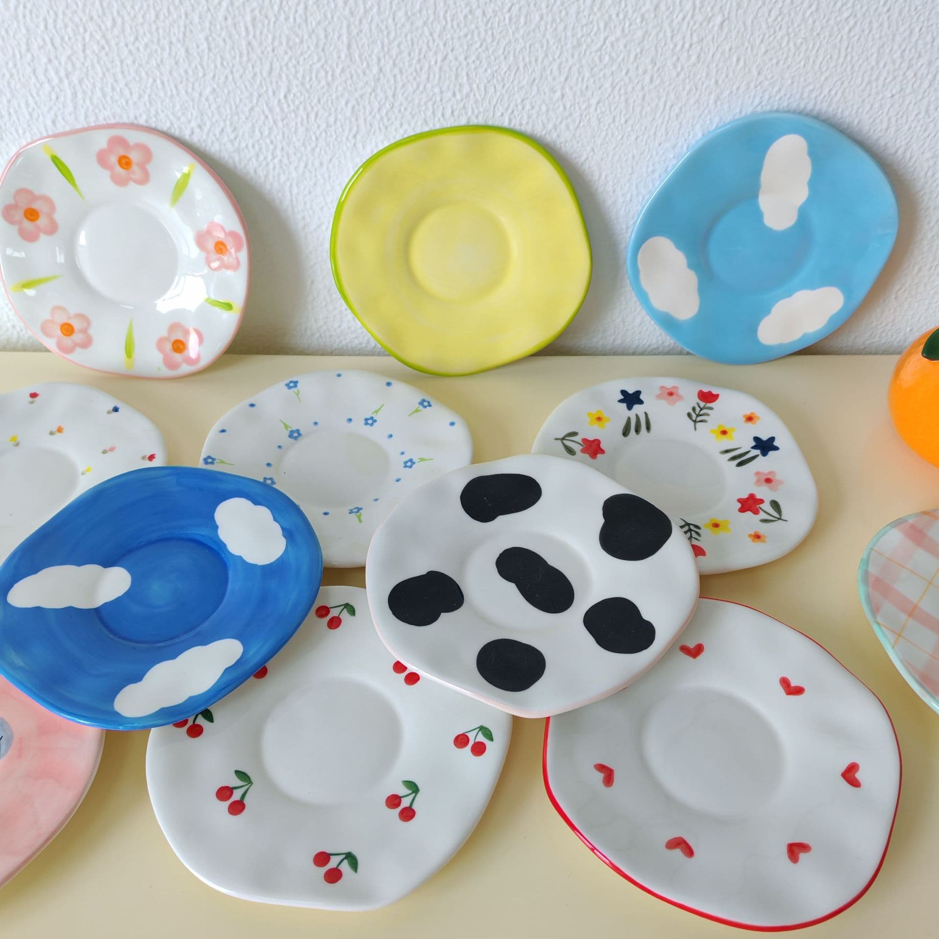 Ins Style 6-Inch Dessert Plate Cake Plate Hand-Painted Underglaze Tableware Cute Home Use Tea Plate Snack Plate