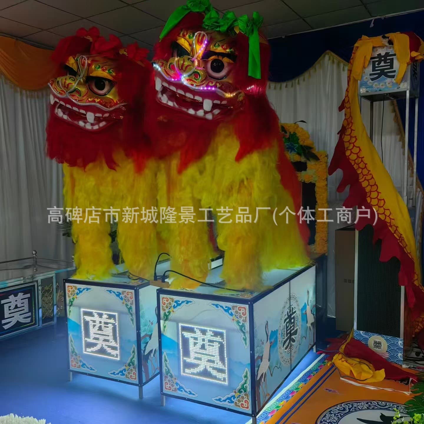 New indoor electronic mourning hall setup with electric lion, funeral worship spirit house, filial hall supplies, electronic burial services