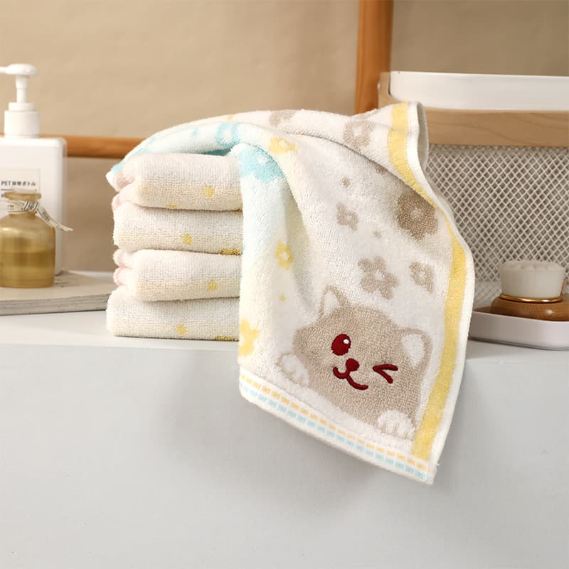 Tuqiang Factory Wholesale Yarn-Dyed Towel Embroidered Cute Cartoon Towel Jacquard Home Soft Absorbent 100% Cotton Towel