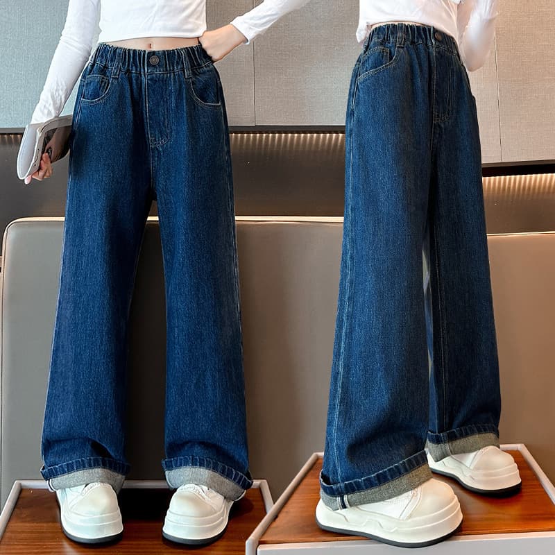 Girls' Pants Spring Autumn 2024 New Children's Casual Jeans Long Pants for Girls Big Kids Loose Fit Pants Wholesale Trendy