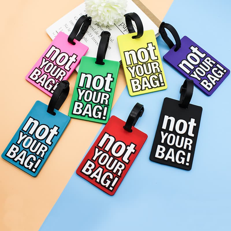New Cross-border English Letter PVC Soft Rubber Luggage Tag Fashion Silicone Hanging Tag Backpack Suitcase Label Wholesale