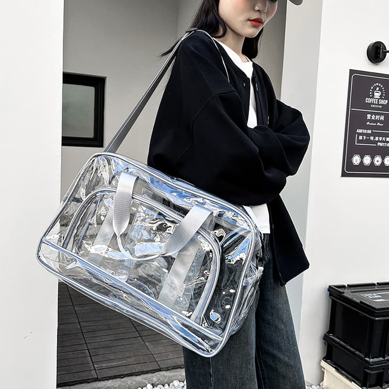 40 Silk Cross-border Transparent Travel Bag Large Capacity Transparent PVC Travel Bag Fitness Storage Transparent Bag Beach Bag for Men