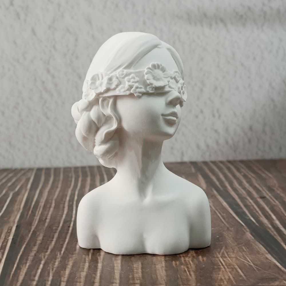 Woman Bust Mold Candle Plaster DIY Plaster Ornament Candle Holder Silicone Mold W0844