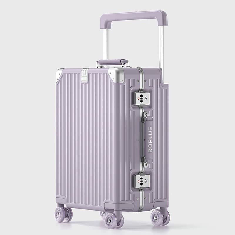 Swiss Army Knife Aluminum Frame Luggage for Women, 20-inch Carry-On Suitcase with Wide Pull Rod, 24-inch Trolley Case with Combination Lock