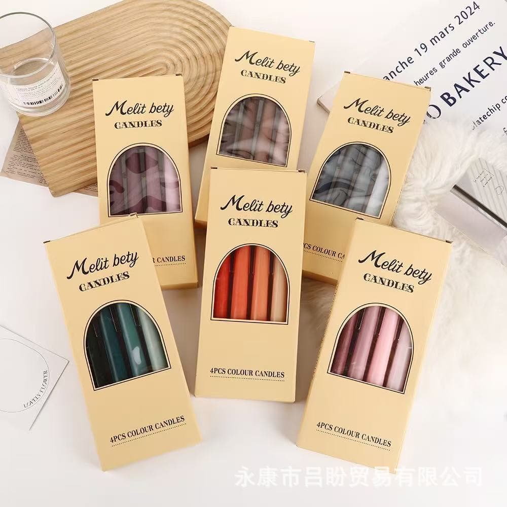 Gradient Morandi Color Long Taper Candles Wholesale Home Romantic Candlelight Dinner Decoration Wedding Taper Candles Cross-Border