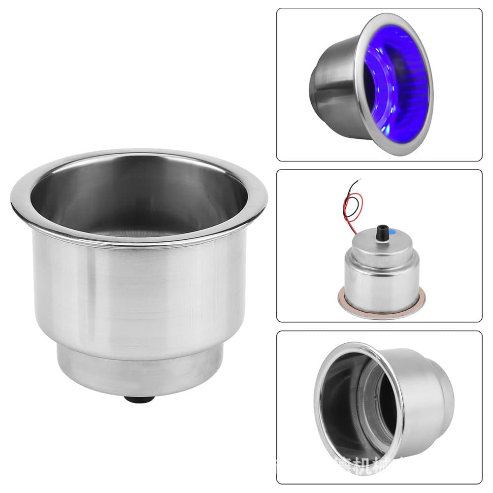 LED stainless steel illuminated cup holder for yachts, beverage supports, sofa cup holders, RV modification cup holders, and kayak accessories.