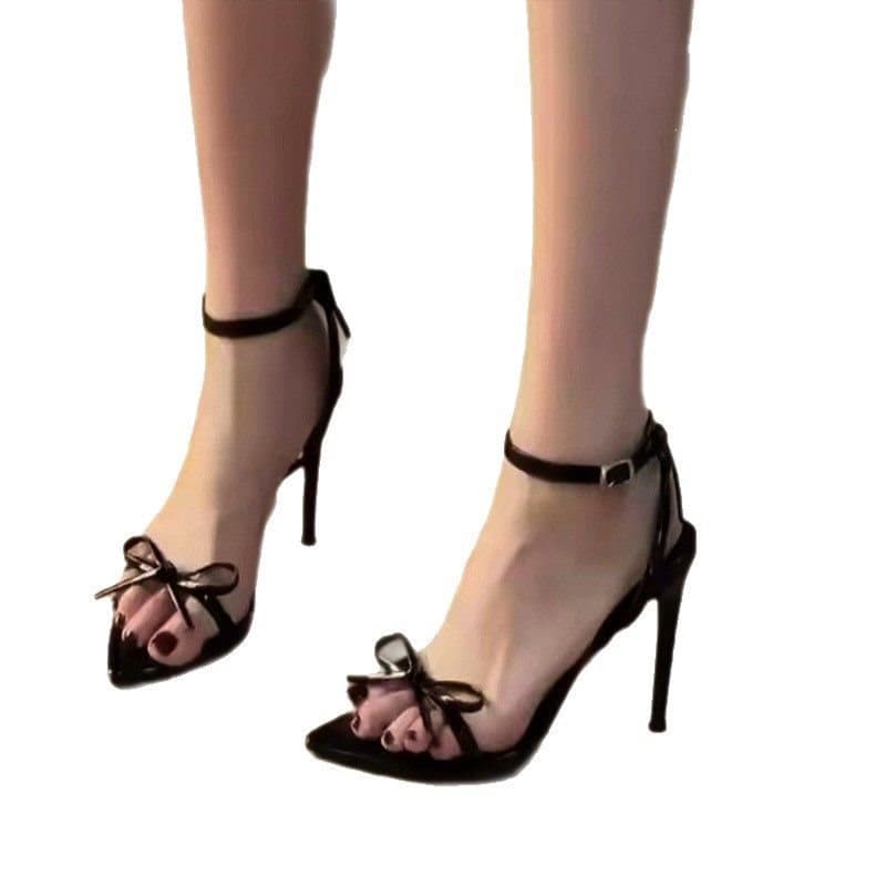 French Chic Bow Stiletto Heels for Women 2026 New Summer Sweet Strappy Sandals