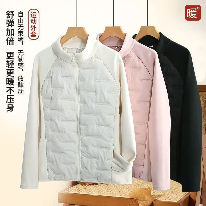 New Autumn/Winter Thickened Patchwork Cotton Coat for Women Stand Collar Fleece-Lined Slim Fit Warm Sherpa Cross-Border Top