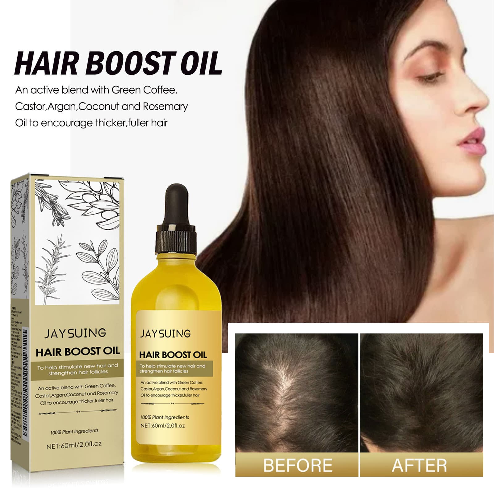 JAYSUING Rosemary Hair Care Oil Smooth and Nourish Hair Lightweight Refreshing Oil