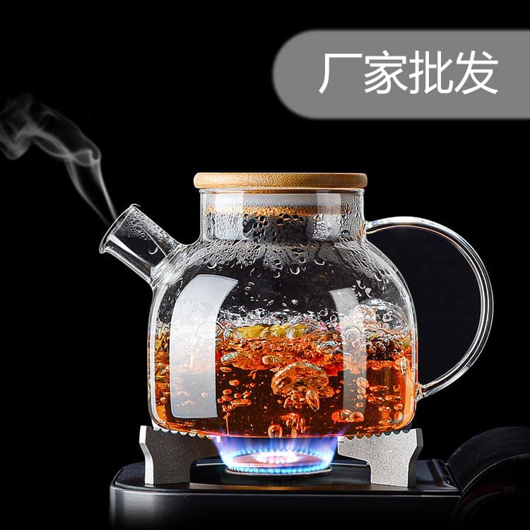 High borosilicate glass bamboo lid pot, large capacity tea boiling pot, thickened kettle for electric ceramic stove, heat-resistant transparent home use