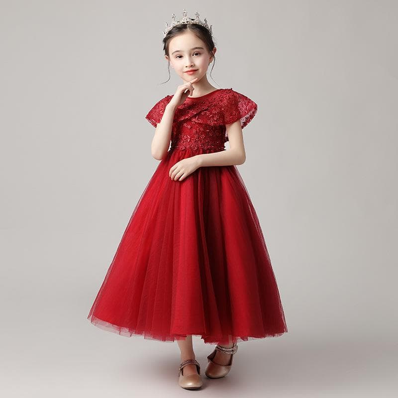 Children's Evening Dress Little Girl Birthday Fashionable Tulle Flower Girl Princess Dress Piano Performance Costume