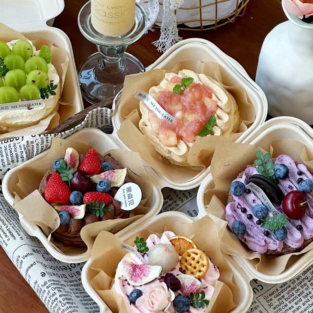 Trendy Bento Cake Box for Tiramisu, Basque Cheesecake, Burger, Mango Pomelo Sago Packing Box