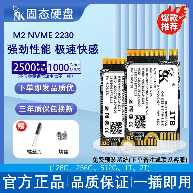 2230 NVMe SSD for handheld console upgrade, PCIe protocol high-speed storage drive, digital accessory