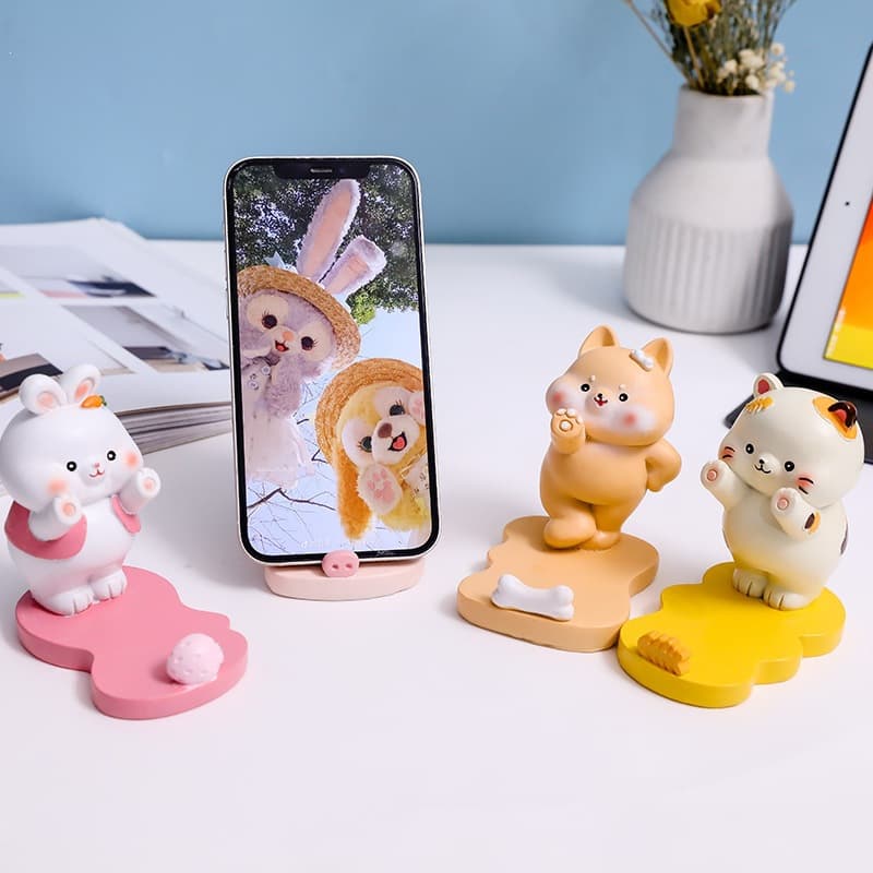 Cute mobile phone holder creative cute animal cartoon mobile phone holder girl heart resin gift lazy support frame ornaments