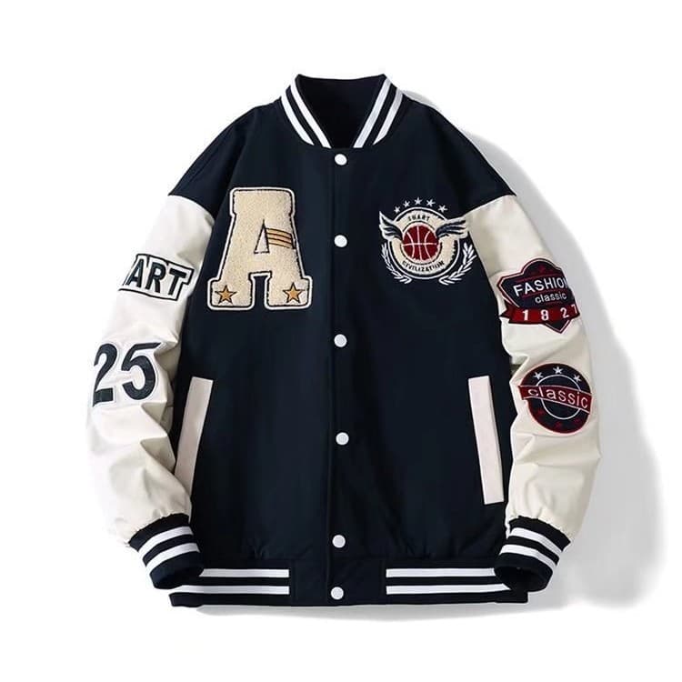 Cross-border Supply American Style Cardigan Jacket Men's Streetwear Retro Baseball Jacket Versatile Casual Jacket Men