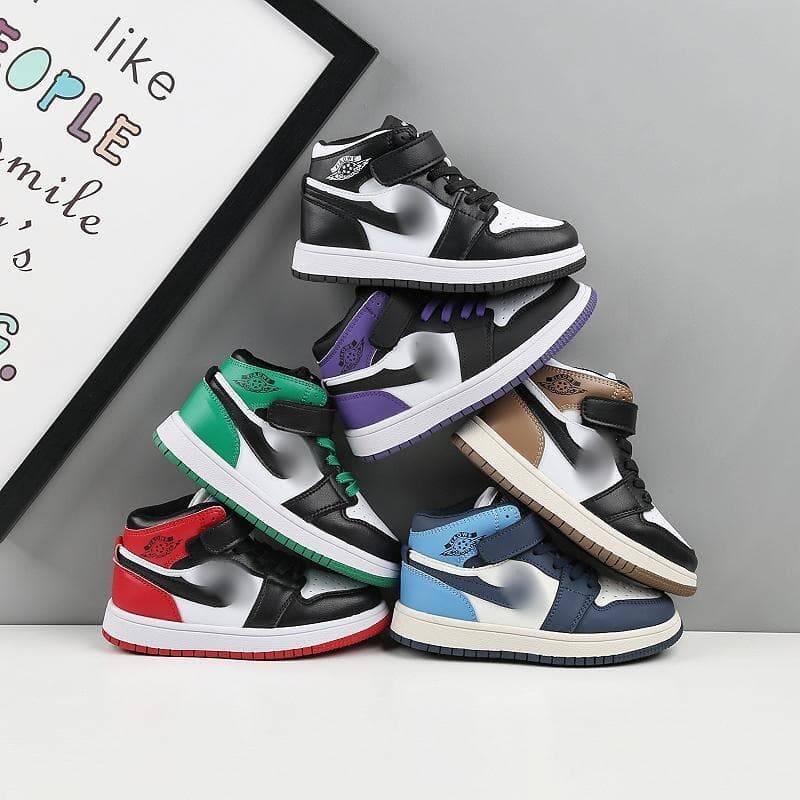 AJ children's shoes, boys' shoes, autumn and winter 2025 new style, girls' high-top basketball shoes, children's fleece-lined cotton sports shoes