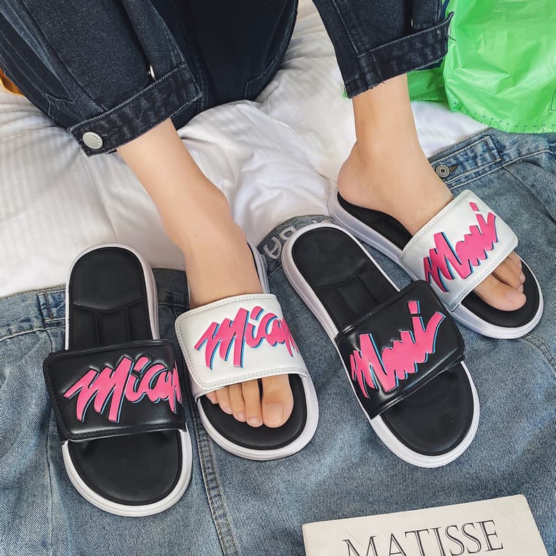 Trendy 2025 Men's Slippers Anti-Slip Sporty Magic Tape Couple's Sandals Synthetic Leather Casual Style PVC Bottom