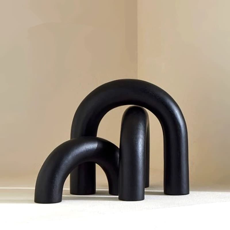 Modern Minimalist Wabi-Sabi Wooden Arch Door U-Shaped Ring Home Decoration for Living Room TV Cabinet Entryway Table Ornament