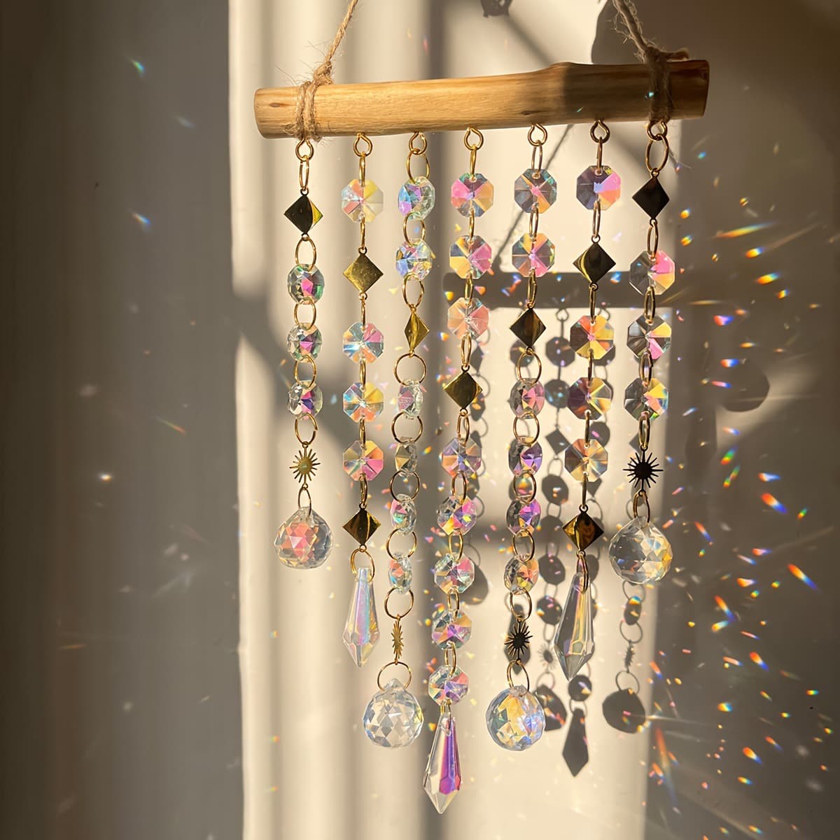 Fantasy crystal wind chime pendant window room colorful rainbow pendant wall decoration sunshine catcher white crystal