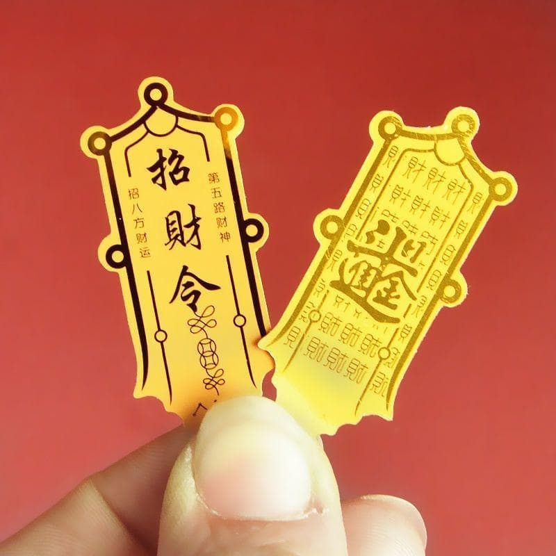 TikTok Viral Wealth Charm Phone Accessory Hot Selling Talisman Phone Sticker Gold Foil Buddhist Metal Good Luck Charm